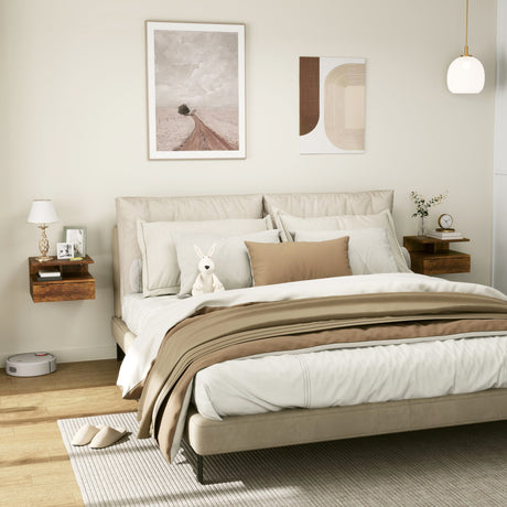 easycomfort easycomfort set da 2 comodini sospesi per camera da letto con cassetto e mensola in legno 35x32x22 5cm marrone