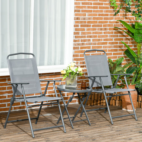 easycomfort easycomfort set da giardino 3 pezzi con 2 sedie 53 5x64x93 cm e tavolino da caffe 45x50 cm in metallo grigio chiaro