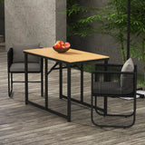easycomfort easycomfort set da giardino 3 pezzi in rattan con 2 sedie 50x51 5x67 cm e tavolo 110x60x75 cm in legno composito