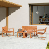 easycomfort easycomfort set da giardino 5 pezzi a doghe con divanetto 2 poltroncine e 2 tavolini in polipropilene arancione