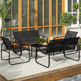 easycomfort easycomfort set da giardino con 2 divani 2 posti 2 poltrone e un tavolino da caffe con piano in vetro nero