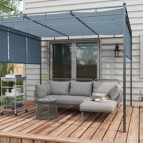 easycomfort easycomfort set da giardino in rattan pe stile boho divano 2 posti con chaise longue e tavolino grigio chiaro