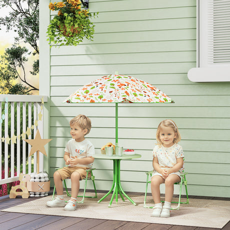 easycomfort easycomfort set da giardino per bambini 2 5 anni con tavolino rotondo 2 sedie pieghevoli e un ombrellone verde