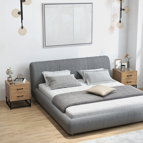 easycomfort easycomfort set di 2 comodini con 2 cassetti stile industriale in legno e acciaio colore legno