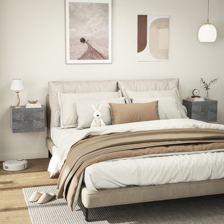 easycomfort easycomfort set di 2 comodini sospesi con 2 cassetti moderni e salvaspazio 40x29x30 cm grigio cemento