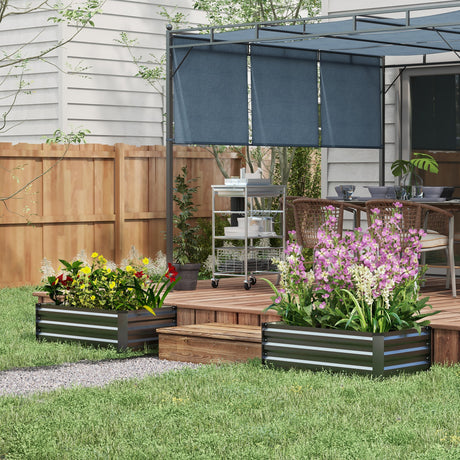 easycomfort easycomfort set di 2 letti per orto rialzato con fondo aperto in acciaio galvanizzato 100x60x30cm grigio