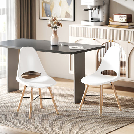 easycomfort easycomfort set di 2 sedie da pranzo in plastica e legno stile nordico con schienale curvato bianco