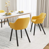 easycomfort easycomfort set di 2 sedie per sala da pranzo con braccioli imbottite e in velluto 54x56x74cm giallo