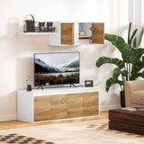 easycomfort easycomfort set mobile tv e armadietto a muro con 7 ripiani e scaffale aperto in legno 120x41x43 3 cm bianco e color legno