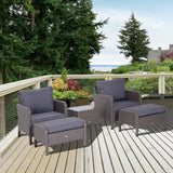 easycomfort easycomfort set mobili da giardino 2 poltrone 2 poggiapiedi 1 tavolino in vetro temperato rattan grigio