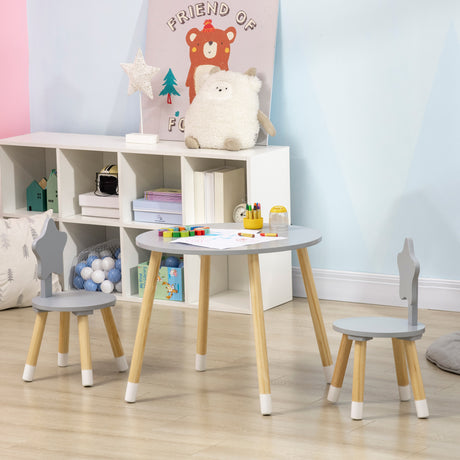 easycomfort easycomfort set tavolo con 2 sedie per bambini in legno eta da 18 mesi a 4 anni grigio