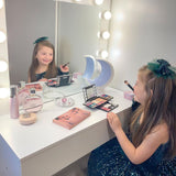 easycomfort easycomfort set tavolo da trucco toeletta con specchio 12 luci led sgabello imbottito e ampio cassetto in legno 80x40x140 cm bianco