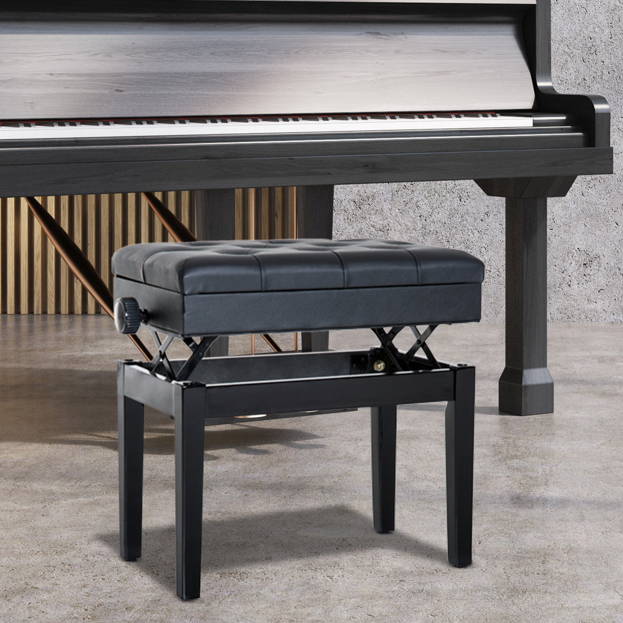 easycomfort easycomfort sgabello per pianoforte con vano contenitore e altezza regolabile nero ean 8055776913476