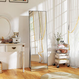 easycomfort easycomfort specchio a figura intera da parete o da terra in metallo e lega di alluminio 50x2x161 5 cm nero