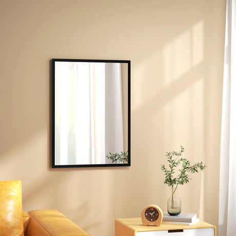 easycomfort easycomfort specchio da parete rettangolare con ganci in vetro e mdf 60x80 cm nero