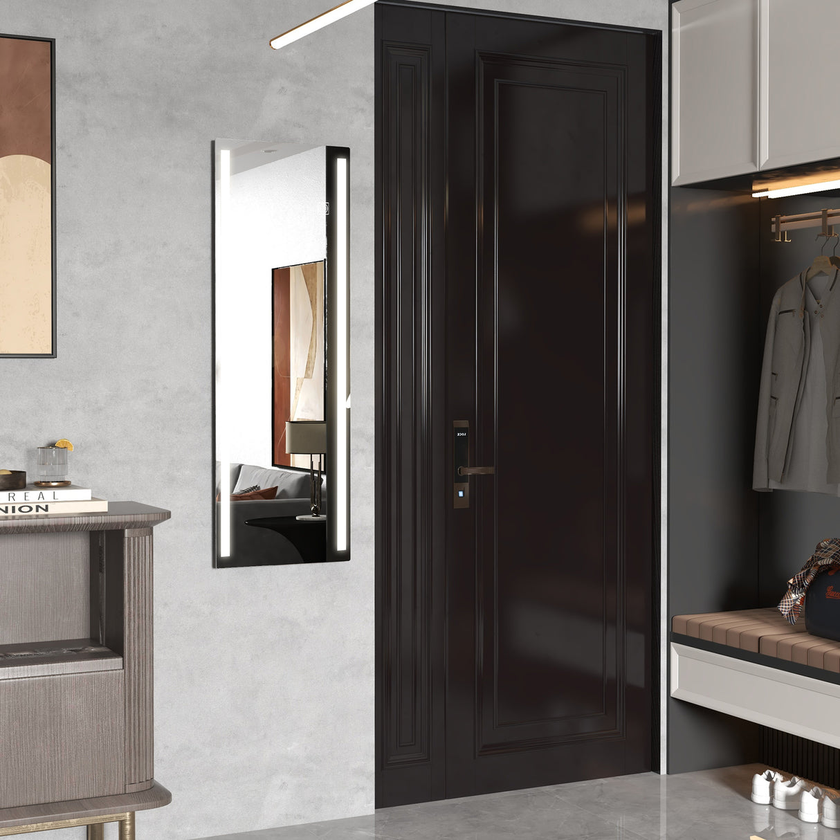 easycomfort easycomfort specchio da parete rettangolare con luci led regolabili e interruttore touch 40x120cm