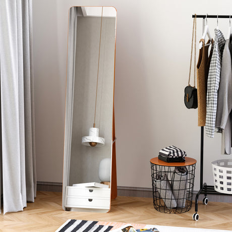 easycomfort easycomfort specchio da terra e da parete con struttura in legno supporto pieghevole con cerniera 37x43x156cm noce chiaro