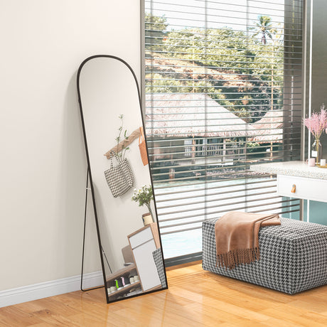 easycomfort easycomfort specchio da terra e parete moderno in lega di alluminio con supporto pieghevole 50x161 5cm nero