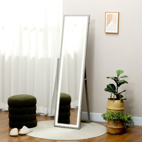 easycomfort easycomfort specchio illuminato con luci led regolabili e pulsante touch in vetro e mdf 40x5x160 cm grigio