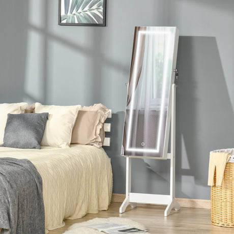 easycomfort easycomfort specchio portagioie autoportante con luce led inclinazione regolabile e serratura 46x36 5x151 5cm