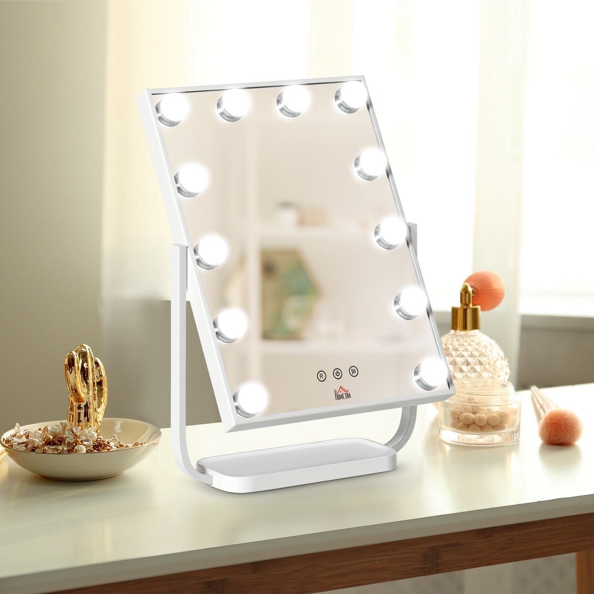 easycomfort easycomfort specchio trucco illuminato inclinabile con 12 luci led e luminosita regolabile 32 8lx11x47 4cm