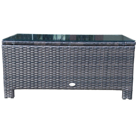 easycomfort easycomfort tavolino da giardino in vetro temperato 5mm rettangolare esterno rattan 85 x 50 x 39 cm marrone ean 8054144139906