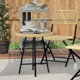 easycomfort easycomfort tavolino da giardino moderno in rattan e acciaio 50x50x55 cm nero e color legno