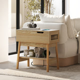 easycomfort easycomfort tavolino da salotto in stile boho con ripiano a scomparsa e ripiano aperto in mdf 30x60x60 5 cm color legno