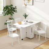easycomfort easycomfort tavolo a ribalta pieghevole con ripiani a 3 livelli box e rotelle in mdf 130x80x76 5 cm bianco