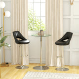 easycomfort easycomfort tavolo alto da bar moderno rotondo con base in acciaio e piano in vetro 70x102cm trasparente