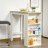 easycomfort easycomfort tavolo da bar con 3 mensole e barre protettive in acciaio e truciolato 112x57x106 cm bianco