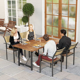 easycomfort easycomfort tavolo da giardino 160x90 cm in legno di acacia e acciaio con piano a doghe teak