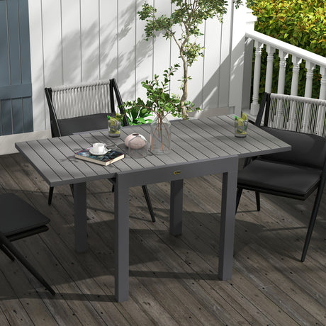 easycomfort easycomfort tavolo da giardino allungabile per 4 6 persone con piano a doghe in alluminio 81162x80x75 cm grigio