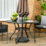 easycomfort easycomfort tavolo da giardino rotondo per 4 persone con foro per ombrellone e doghe in metallo 115x72cm nero
