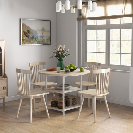 easycomfort easycomfort tavolo da pranzo per 4 6 persone con 2 ripiani integrati in acciaio e mdf 100x76 cm bianco e rovere