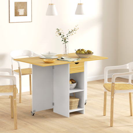 easycomfort easycomfort tavolo da pranzo pieghevole per 2 4 persone con 2 ribalte cassetto e ripiani quercia