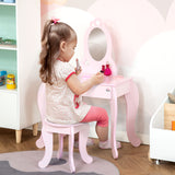 easycomfort easycomfort tavolo trucco per bambini con sgabello in legno toeletta con specchio e cassetto 60x36x88cm rosa