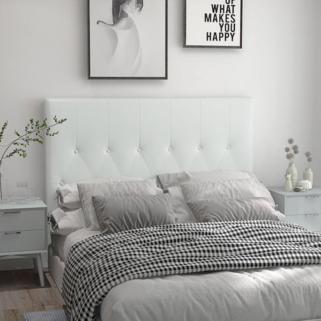 easycomfort easycomfort testiera letto matrimoniale imbottita con design a bottoni in pelle pu e mdf 160x7x120 cm bianco