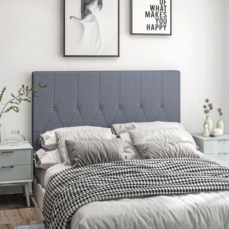 easycomfort easycomfort testiera letto matrimoniale trapuntata a bottoni con 2 ganci in tessuto effetto lino 160x7x120 cm grigia