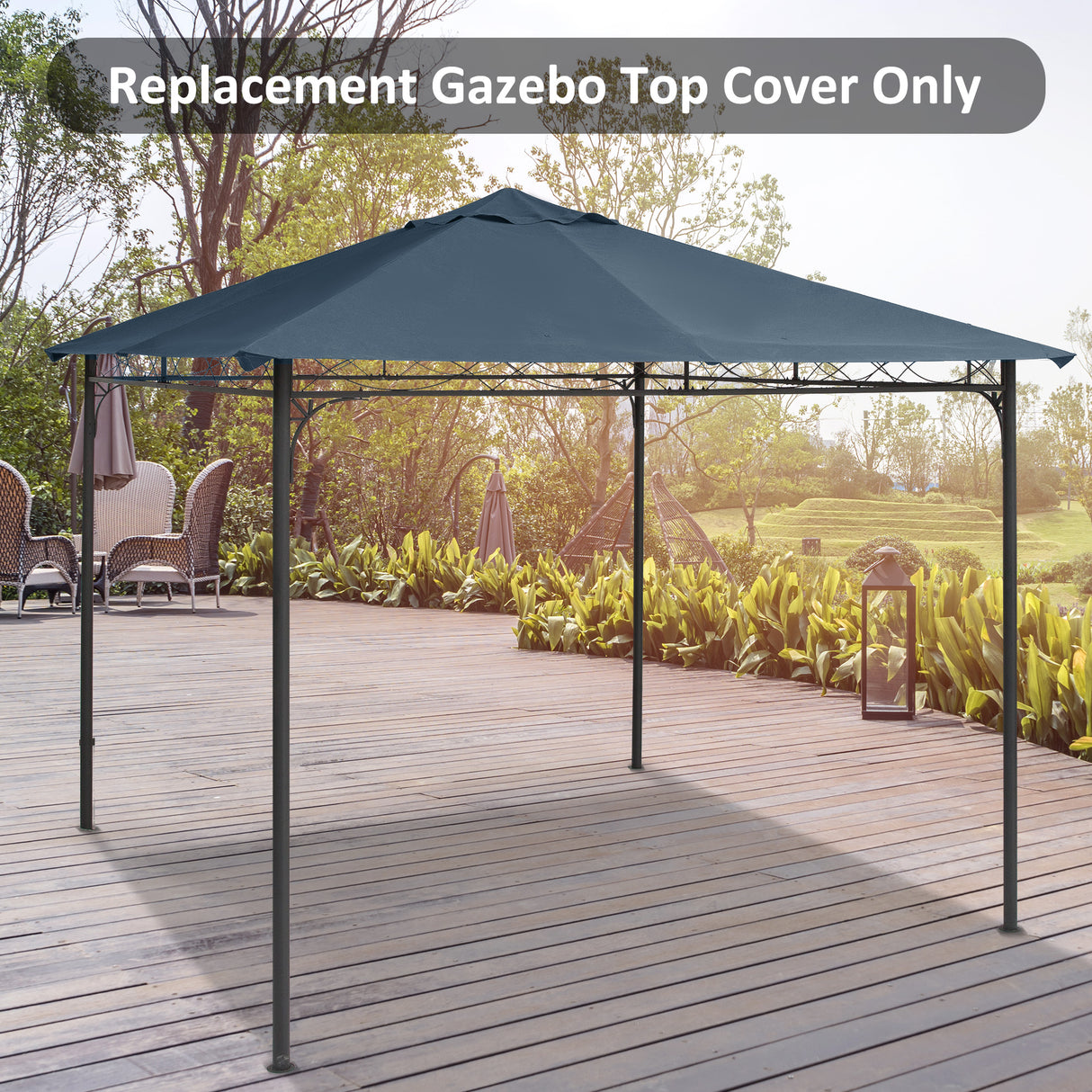 easycomfort easycomfort tetto di ricambio per gazebo 3x3 m in poliestere grigio con 8 fori di ventilazione