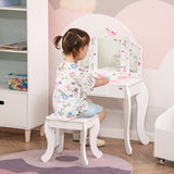easycomfort easycomfort toeletta per bambini con sgabello tavolo trucco con triplo specchio e cassetto 63x40x85 5cm bianco