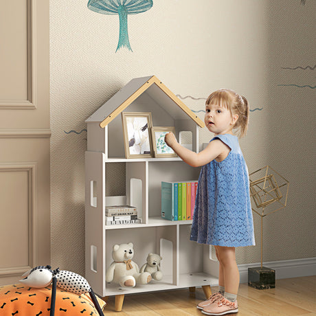 easycomfort easycomfortzonekiz libreria per bambini 3 6 anni a 3 livelli per libri e giochi in mdf e legno di pino 65x25x108 5 cm bianco