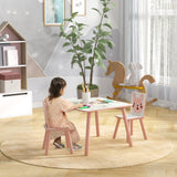 easycomfort easycomfortzonekiz set tavolo e sedie 3 pezzi per bambini 3 8 anni in mdf e legno di pino con disegni di animali rosa
