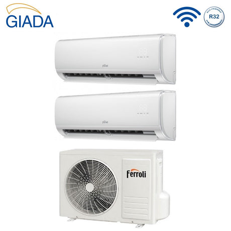 ferroli climatizzatore condizionatore ferroli dual split inverter serie giada m 1212 con 27 3 r 32 wi fi integrato 1200012000