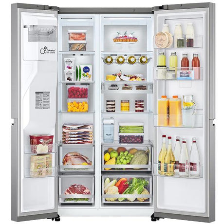 frigoriero lg smart side by side gsjv91pzae 635 litri classe energetica e a179xl91xp73 5 total no frost funzione ghiaccio tritato frost door in door wi fi con smartthinq inox
