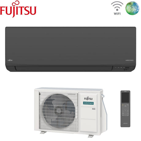 fujitsu condizionatore fujitsu kj black 14000 btu aseh14kjcalb r 32 wi fi integrato