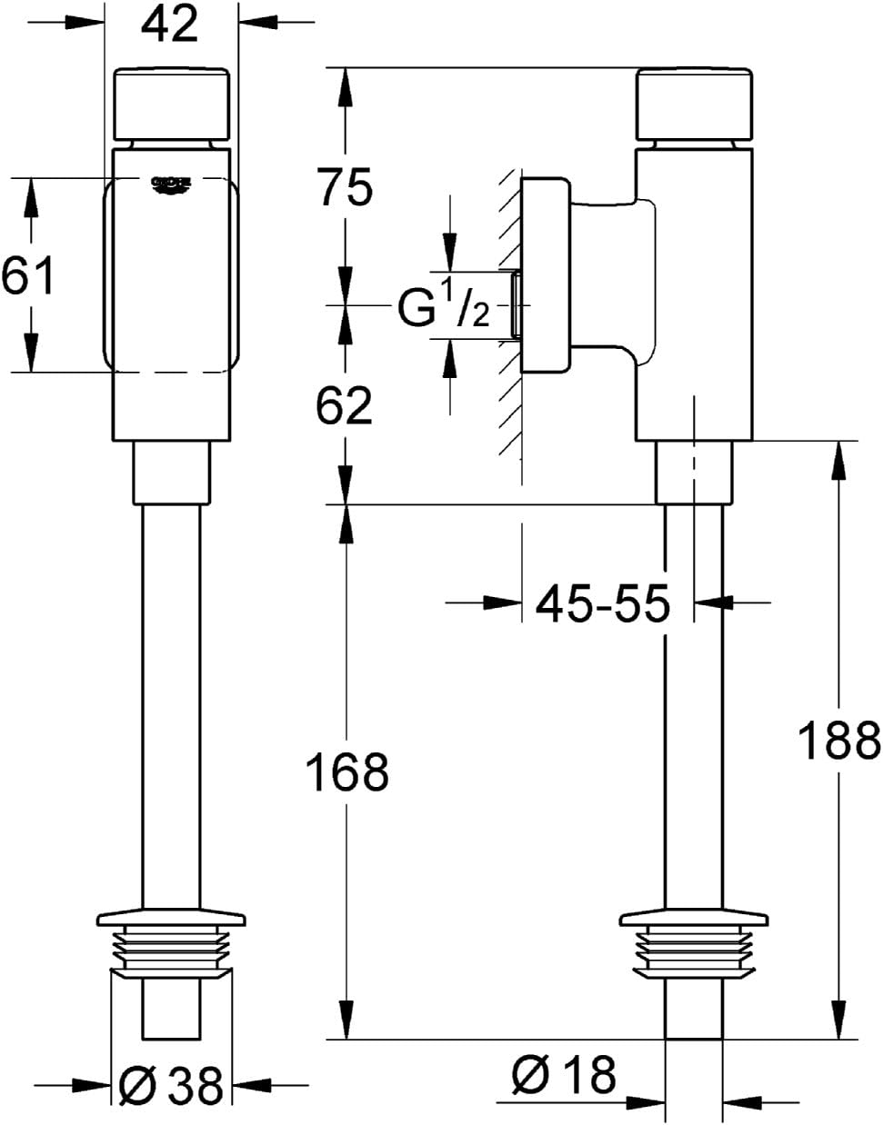 immagine-2-grohe-grohe-rondo-flussometro-per-orinatoio-cromo-37339000-ean-4005176837937