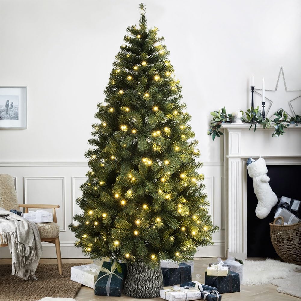 immagine-2-le-stelle-albero-di-natale-artificiale-verde-h-180cm-x-l-91cm-pino-super-folto-con-230-luci-led-incorporate-e-base-effetto-legno