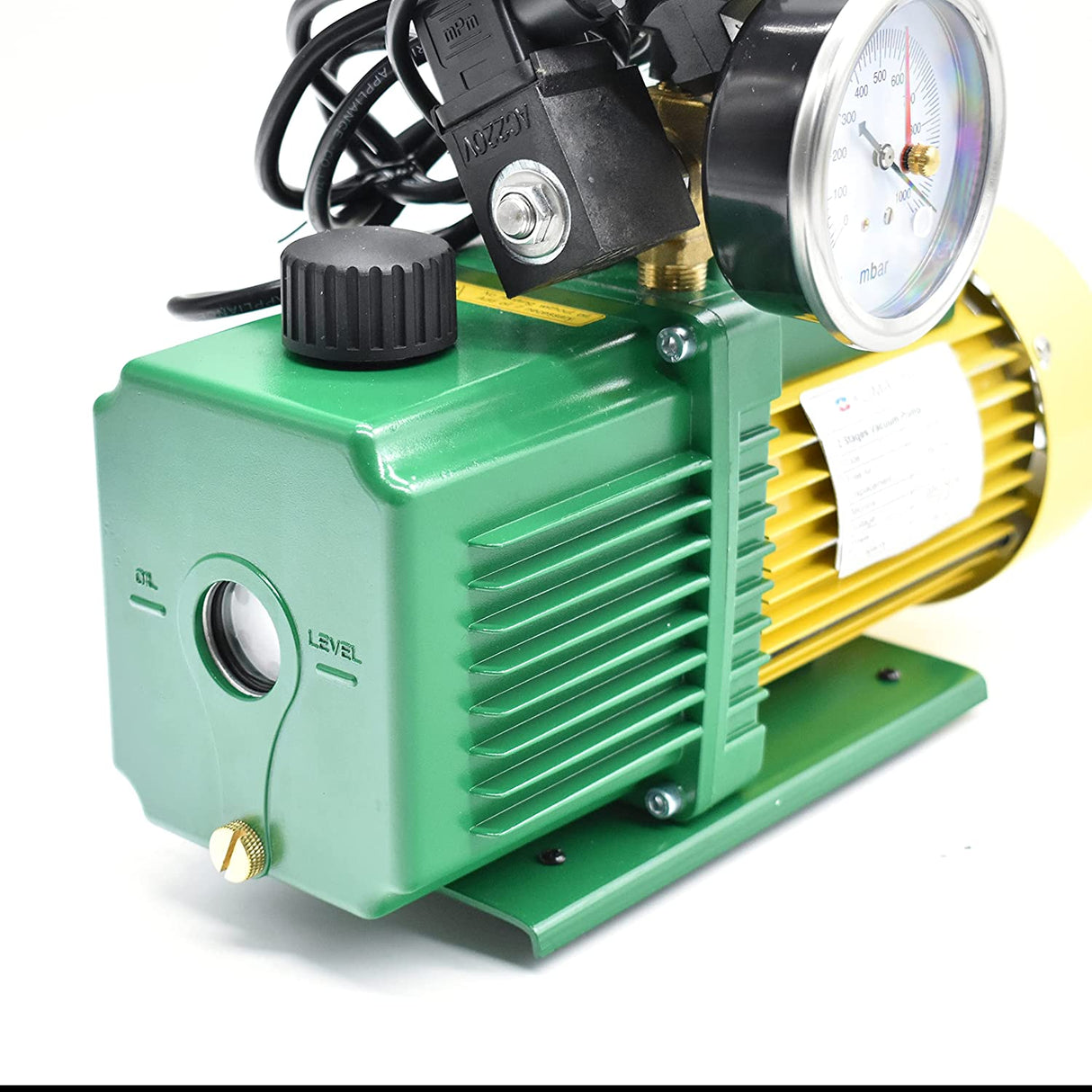 pompa vuoto bistadio klimaline con vacuometro e valvola solenoide per impianti gas hfo   r32   r410   r1234yf 50 l min motore antideflagrante per condizionamento climatizzatore