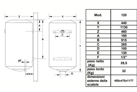scaldabagno scaldacqua elettrico isea swing 120 litri ve verticale 2 anni di garanzia gruppo ferroli